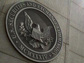 The seal of the U.S. Securities and Exchange Commission at SEC headquarters, June 19, 2015, in Washington.