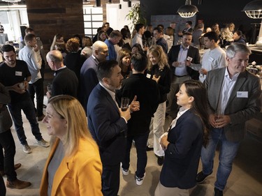 Stakeholders, including Vancouver mayor Ken Sim and BC Minister of Jobs, Economic Development and Innovation Brenda Bailey attend an event to celebrate the announcement that Vancouver will host the 2025 Web Summit.