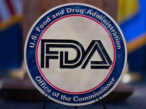 FILE - The Food and Drug Administration seal is seen at the Hubert Humphrey Building Auditorium in Washington, April 22, 2025.
