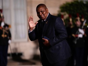 FILE - Central African President Faustin-Archange Touadera arrives for the 19th Francophonie Summit, at the Elysee Palace, in Paris, Friday, Oct. 4, 2024.
