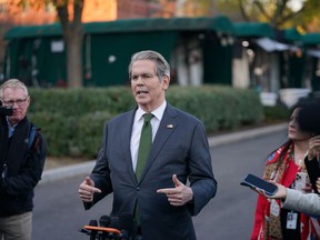 U.S. Secretary of the Treasury Scott Bessent speaks to reporters at the White House, Wednesday, Nov. 5, 2025, in Washington.