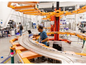 A worker at the Commonwealth Fusion Systems campus in Devens, Massachusetts.