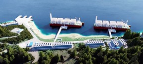 Ksi Lisims LNG concept of a floating LNG liquefaction plant.
