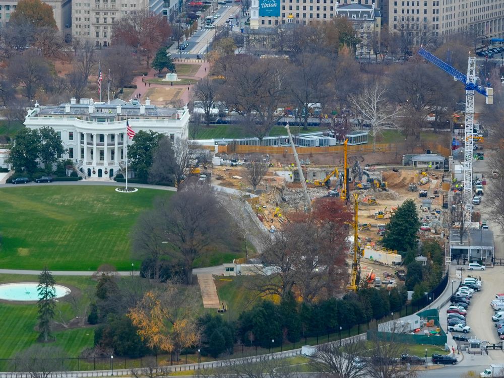Work continues on the construction of the ballroom at the White House, Tuesday, Dec., 9, 2025, in Washington, where the East Wing once stood.