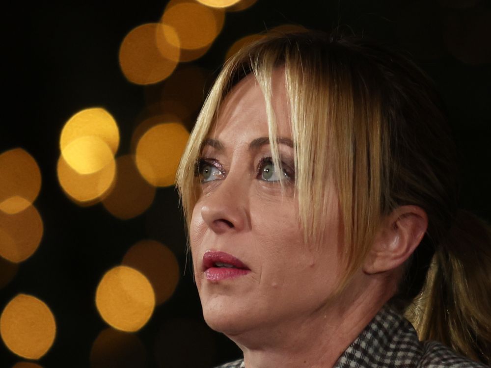 Italian Prime Minister Giorgia Meloni arrives at the Chancellery in Berlin, Germany, Monday, Dec. 15, 2025.