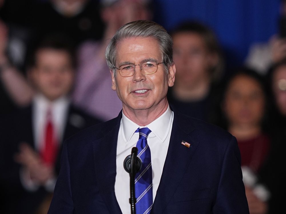 U.S. Department of the Treasury Scott Bessent speaks before President Donald Trump arrives at the Mount Airy Casino Resort in Mount Pocono, Pa., Tuesday, Dec. 9, 2025.