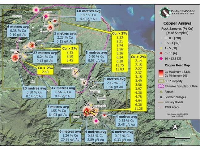 Island Passage Exploration Reports on First Porphyry Copper-Style Mineralization Encountered on its EL02 Project Bougainville Island, Papua New Guinea