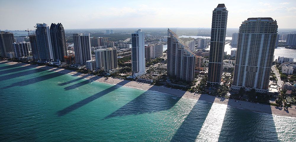 Condo buildings line the beach in Sunny Isle, Florida, where fewer Canadians have been buying units.
