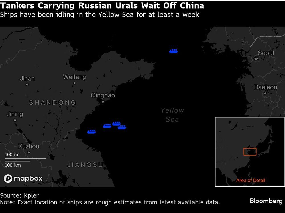 Tankers With Russian Oil Shunned by India Pile Up Off China