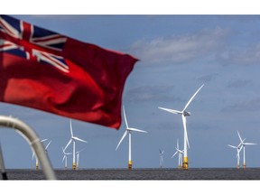 Offshore wind turbines near Great Yarmouth, UK.