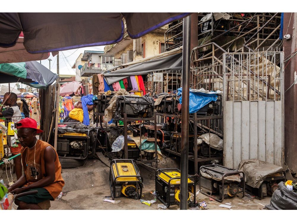 Diesel generators at a market in Lagos, Nigeria.