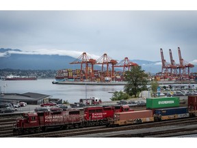 A Canadian Pacific Railway Co. locomotive at the Port of Vancouver in British Columbia, Canada.