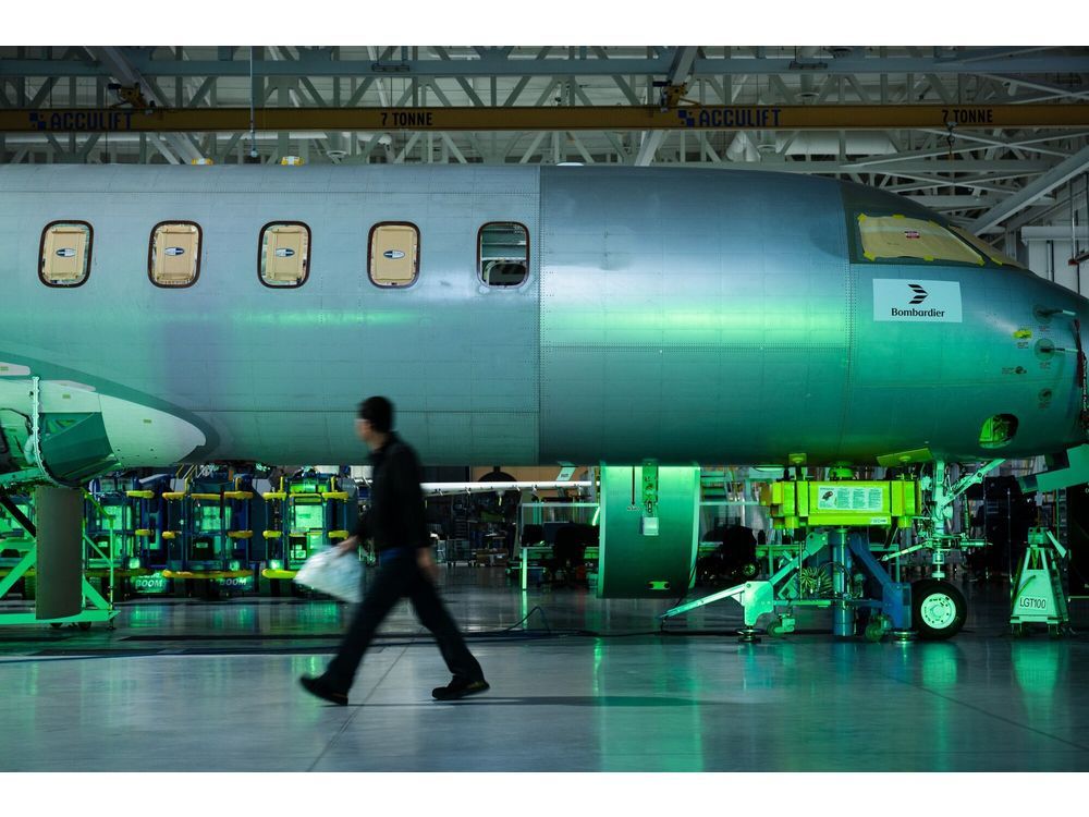 A Bombardier Global 8000 jet during an entry-into-service celebration event at the Bombardier Aircraft Assembly Centre in Mississauga, Ontario, Canada, on Monday, Dec. 8, 2025. The aircraft is the world's fastest business jet.