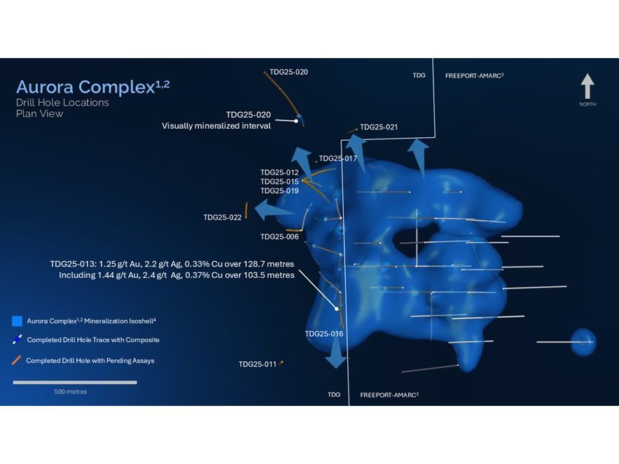 Aurora West Zone Drill Hole Location Map.