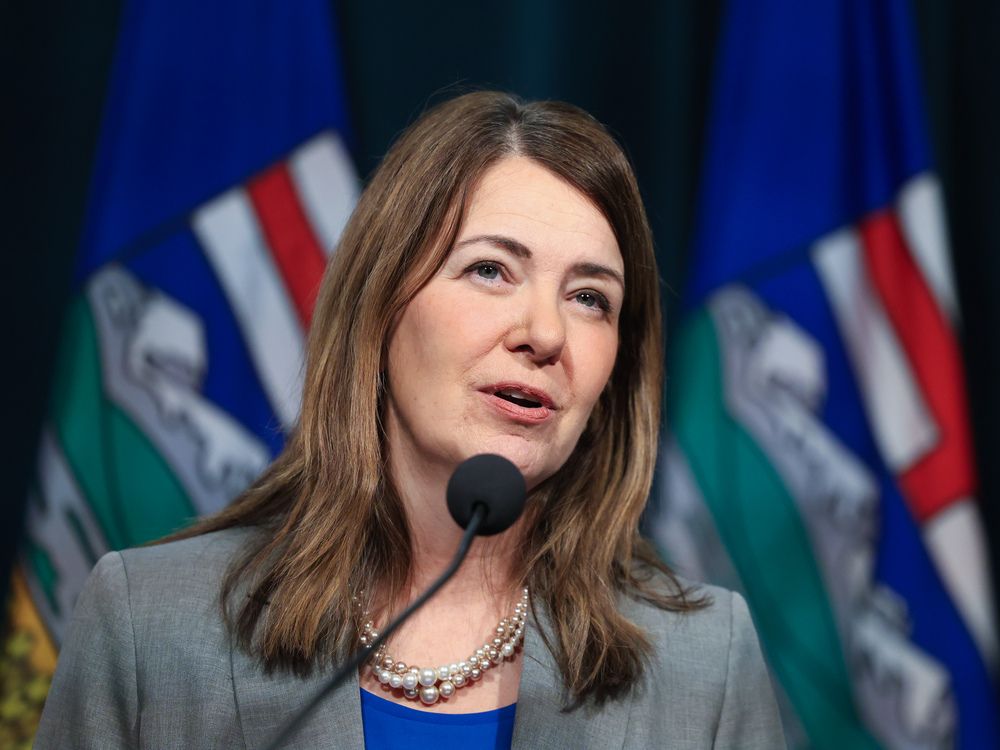 Alberta Premier Danielle Smith during a press conference at McDougall Centre in Calgary on Jan. 2.