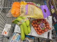 A cart of groceries in a store in Montreal, Que.