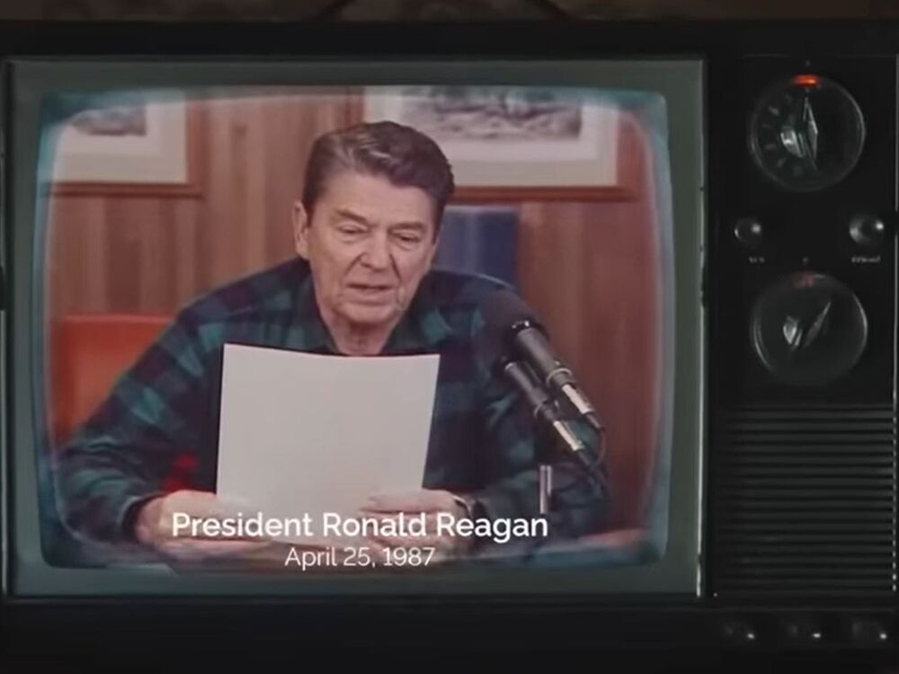The Ontario government’s anti-U.S. tariff ad, which is a TV speech from former U.S. President Ronald Reagan from April 25, 1987, in which he talks of the harms to the economy caused by tariffs.