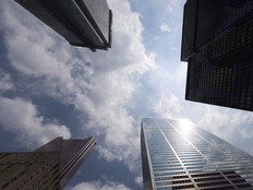 Bank towers are shown from Bay Street in Toronto's financial district, on June 16, 2010.