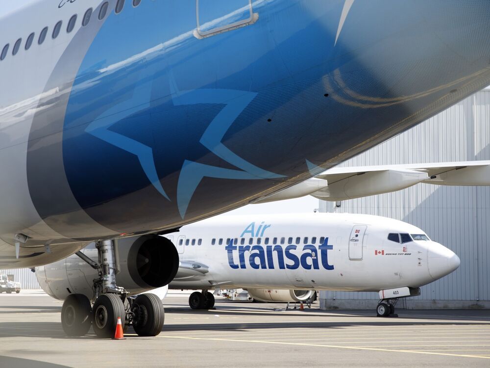 Air Transat aircraft sit on the tarmac at Toronto Pearson International Airport (YYZ) in Toronto, Ontario, Canada