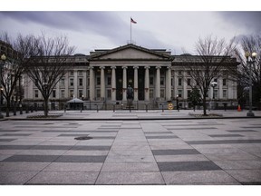 The US Treasury building in Washington.