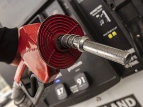 A gas pump at a Costco location in Mississauga, Thursday April 24, 2025.