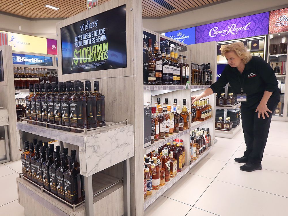 Liz Bucar, sales supervisor at the Tunnel Duty Free Shop in Windsor is shown in the store on May 7, 2025.