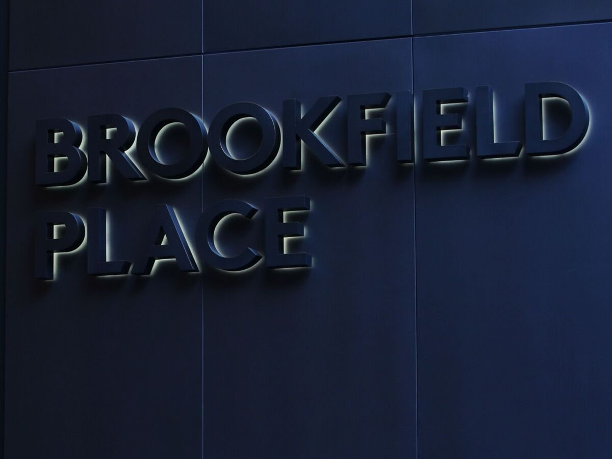 Signage at the Brookfield Place Sydney office building, owned and home to the Asia-Pacific headquarters of Brookfields Asset Management Inc., in Sydney, Australia, on Thursday, June 17, 2021