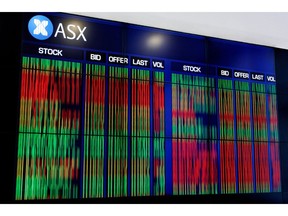 Stock information displayed at the Australian Securities Exchange (ASX) in Sydney, Australia, on Monday, May 5, 2025. After winning a majority in parliament with the strongest mandate since World War II, Prime Minister Anthony Albanese's center-left government now has the best chance in years to take the hard steps economists have called for to ignite growth.