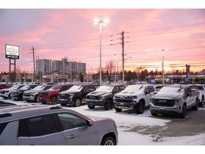 A Chevrolet, Buick and GMC dealership in London, Ontario. Canadian retail sales in January were led by a 2% increase at motor vehicles and parts dealers.