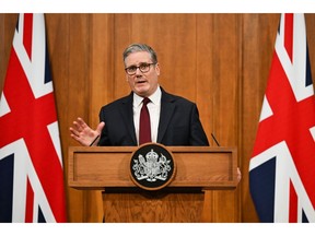 Keir Starmer during a news conference at Downing Street in London, on March 16.