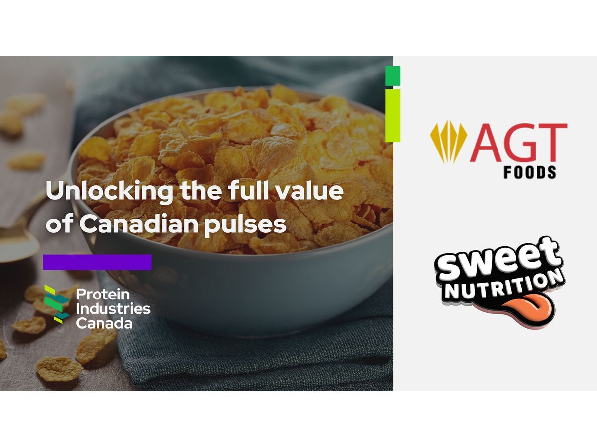 Protein Industries Canada announced a project with AGT Foods and Sweet Nutrition aimed at advancing the next generation of pulse-based ingredients and food products.