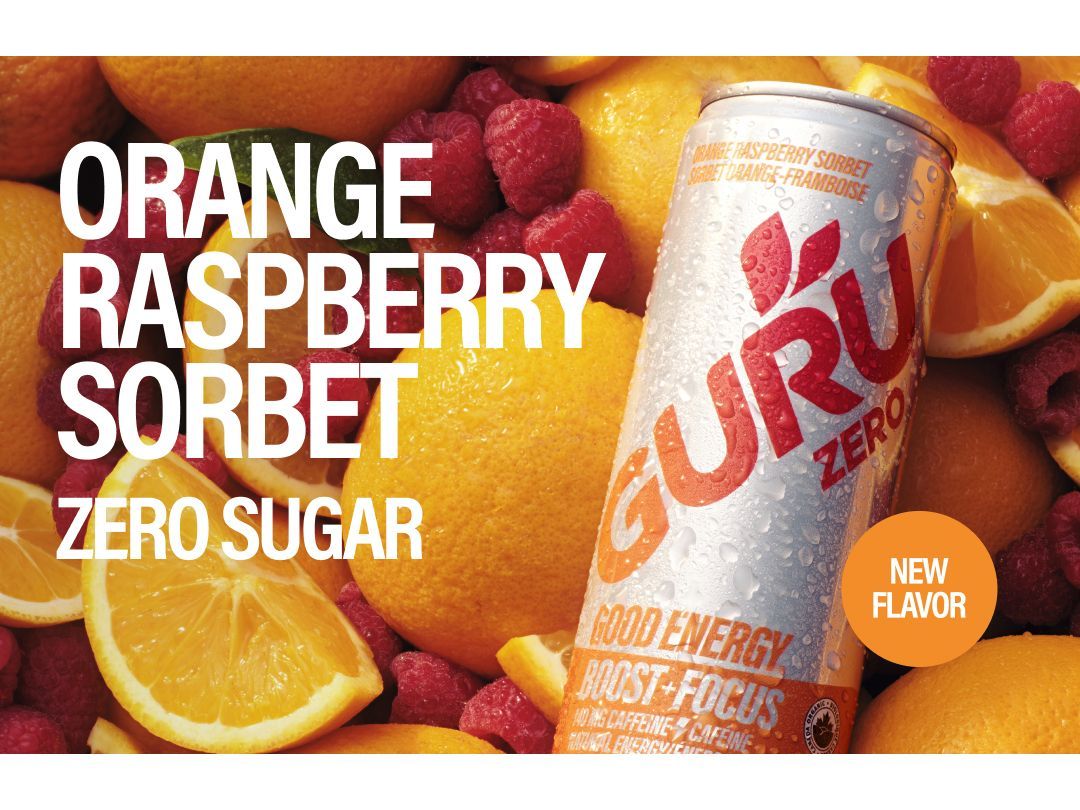 GURU Organic Energy Boosts the Season with New GURU Zero Orange Raspberry Sorbet