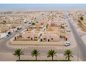 Illustrative image of residential housing in Saudi Arabia, used to accompany a feature on housing outcomes, stability, and accountability.