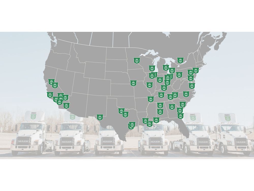 Map of IMC Logistics locations, including Toronto, Canada.