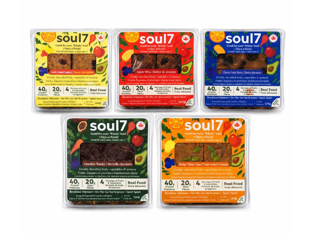 soul7 products are sold in four-square packs and include 40 g of protein, 20 g of fibre and four servings of fruits and vegetables per package. The lineup includes Chocolate Wonder, Cheery Very Berry, Lovely Lemon Cranberry, Apple Bliss, and Orange Mango Tango.