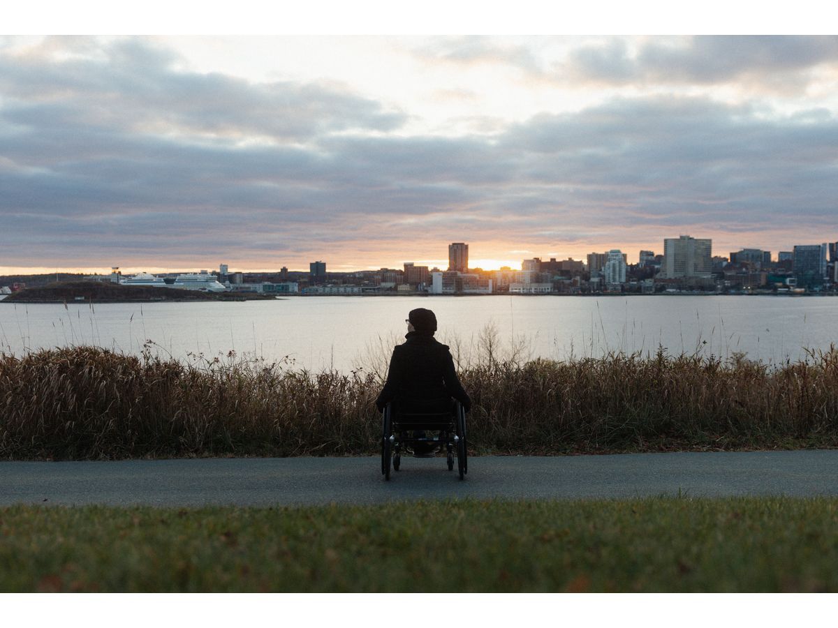 April Hubbard looks out over the city of Halifax.