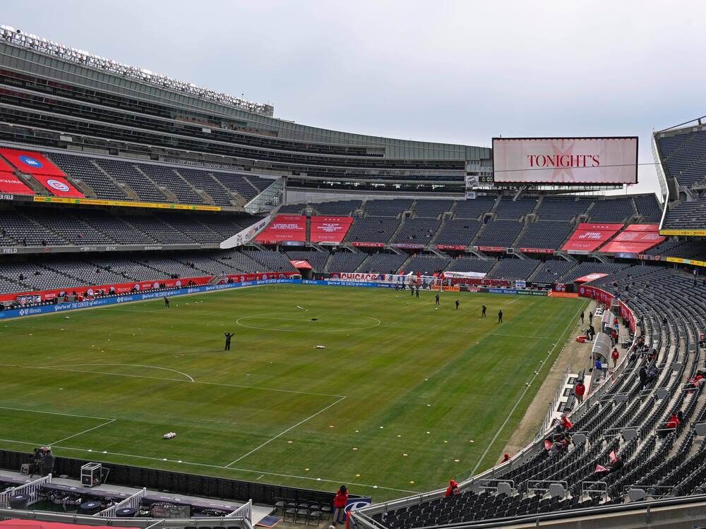 Soldier Field is seen for an MLS soccer match between the Chicago Fire and the CF Montréal, Saturday, Feb. 28, 2026, in Chicago.