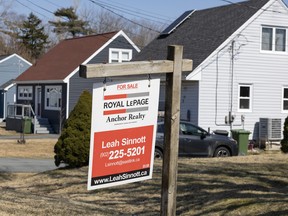 A for sale sign in Halifax's Leiblin Park neighbourhood on Thursday, April 8, 2026.