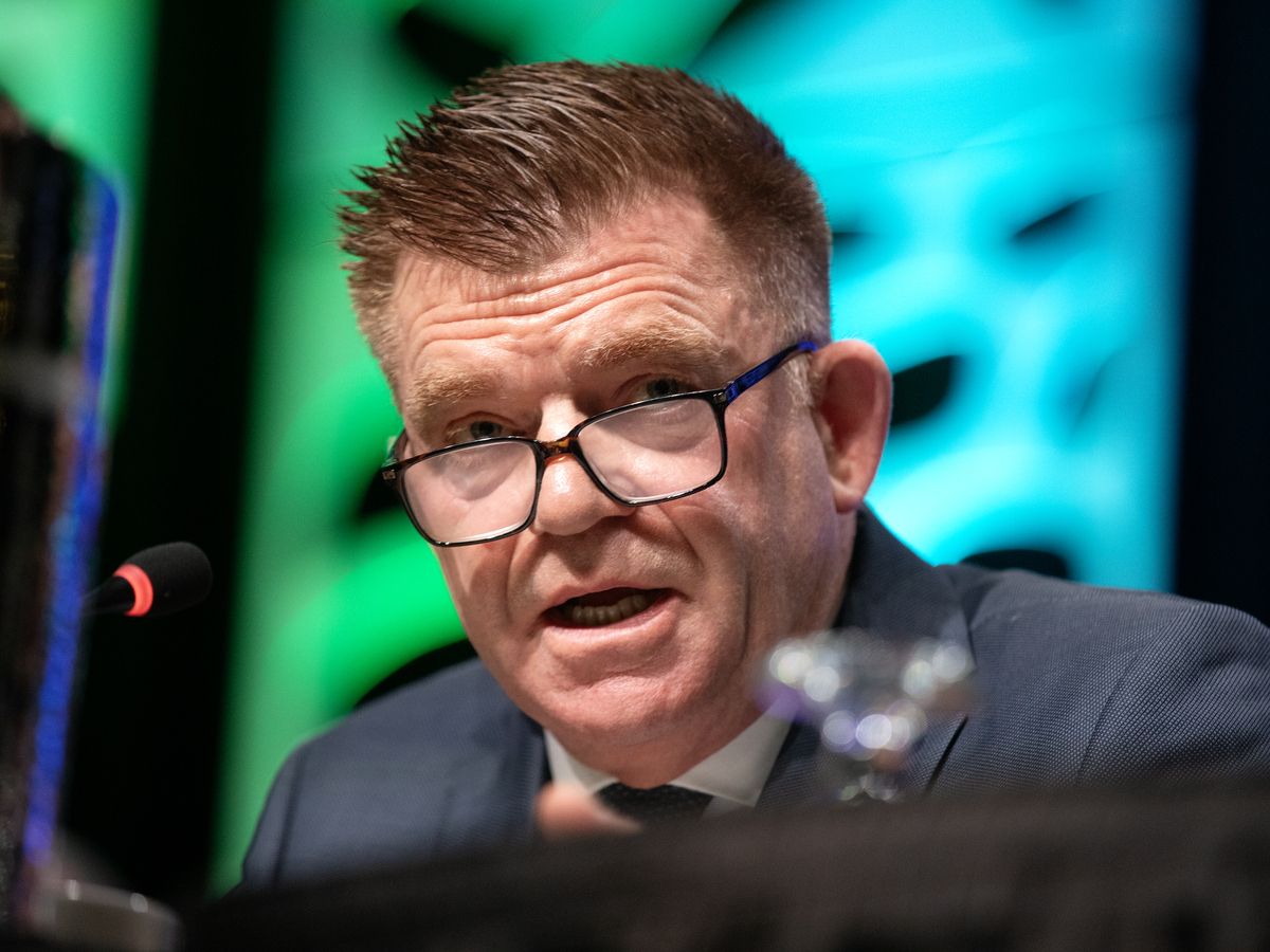 Minister of Energy and Minerals Brian Jean takes part in the Rural Municipalities of Alberta (RMA) spring convention, in Edmonton, in Edmonton Wednesday March 18, 2026