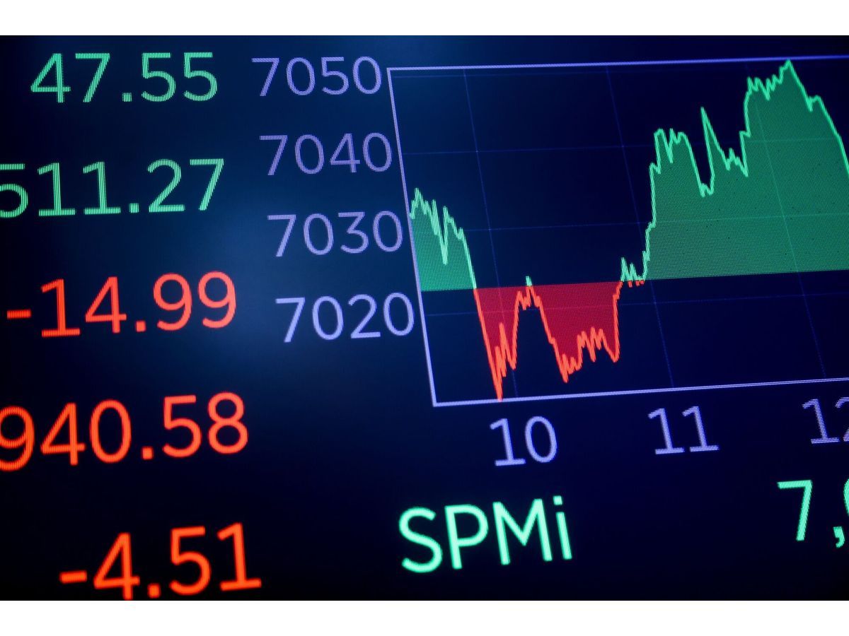 An S&P 500 chart on the floor of the New York Stock Exchange.