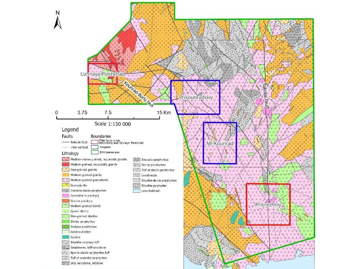 Prospective areas located within Kounrad-Pribrezhniy trend. The Pribrezhniy Project license area is shown in green.