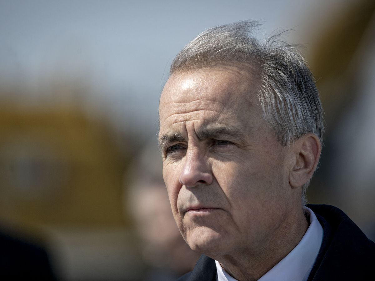 Prime Minister Mark Carney making an announcement in Contrecoeur, Que, on April 9.