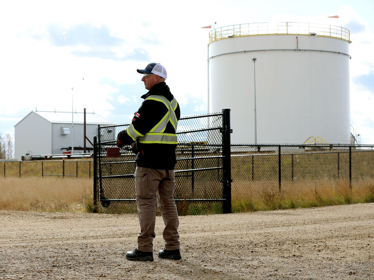 The completion point of the 575km KAPS Pipeline at Keyera’s Fort Saskatchewan Condensate System (FSCS) site, Wednesday Oct. 4, 2023.