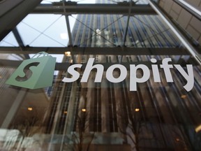Signage is displayed on the Shopify Inc. headquarters in Ottawa, Ontario, Canada, on Thursday, May 7, 2020.