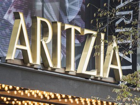 An Aritzia sign above a retail location in Toronto, Ont.Tuesday October 6, 2020.