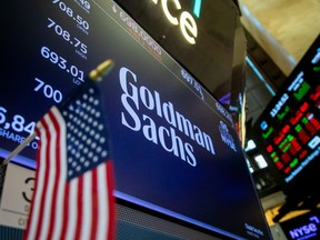 Goldman Sachs Group Inc. signage on the floor of the New York Stock Exchange (NYSE) in New York, US, on Wednesday, July 16, 2025.