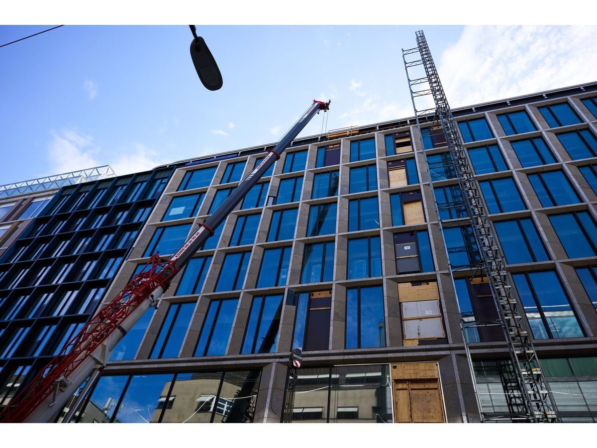 Construction work on a commercial building in Stockholm, Sweden, on Thursday, April 16, 2026. The outlook for the largest Nordic nation's export-driven economy has darkened in recent weeks.