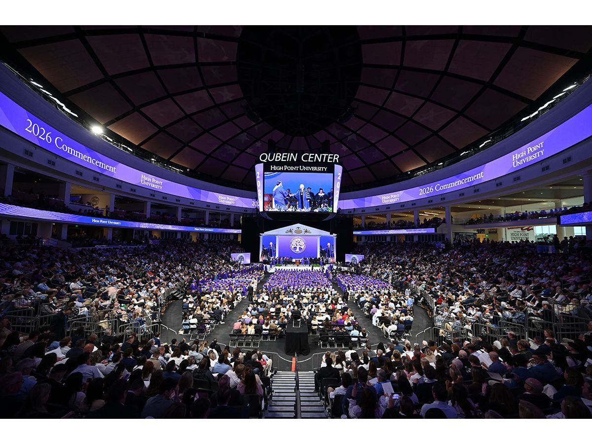 High Point University celebrated the Class of 2026 and honored more than 1,000 undergraduate students who crossed the stage during two Commencement ceremonies inside the Nido and Mariana Qubein Arena and Conference Center on May 2, 2026.