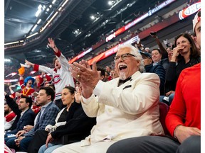 The Colonel rallies with fans to cheer on the Habs.