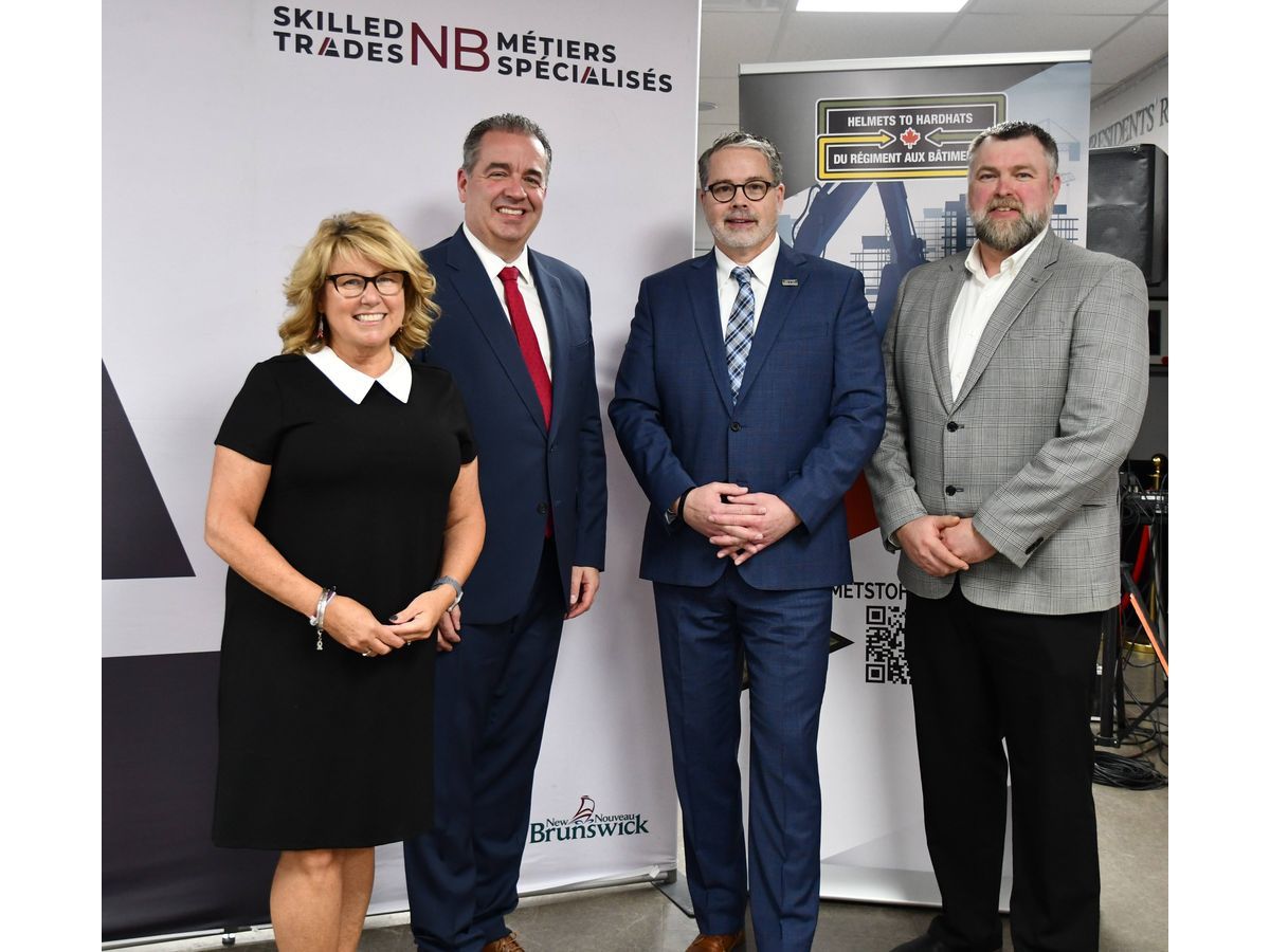  Hon. Cindy Miles, Hon. Jean-Clade D'Amours, Darryl Cathcart (Helmets to Hardhats), Rick Smith (Apprenticeship and Occupational Certification Board)